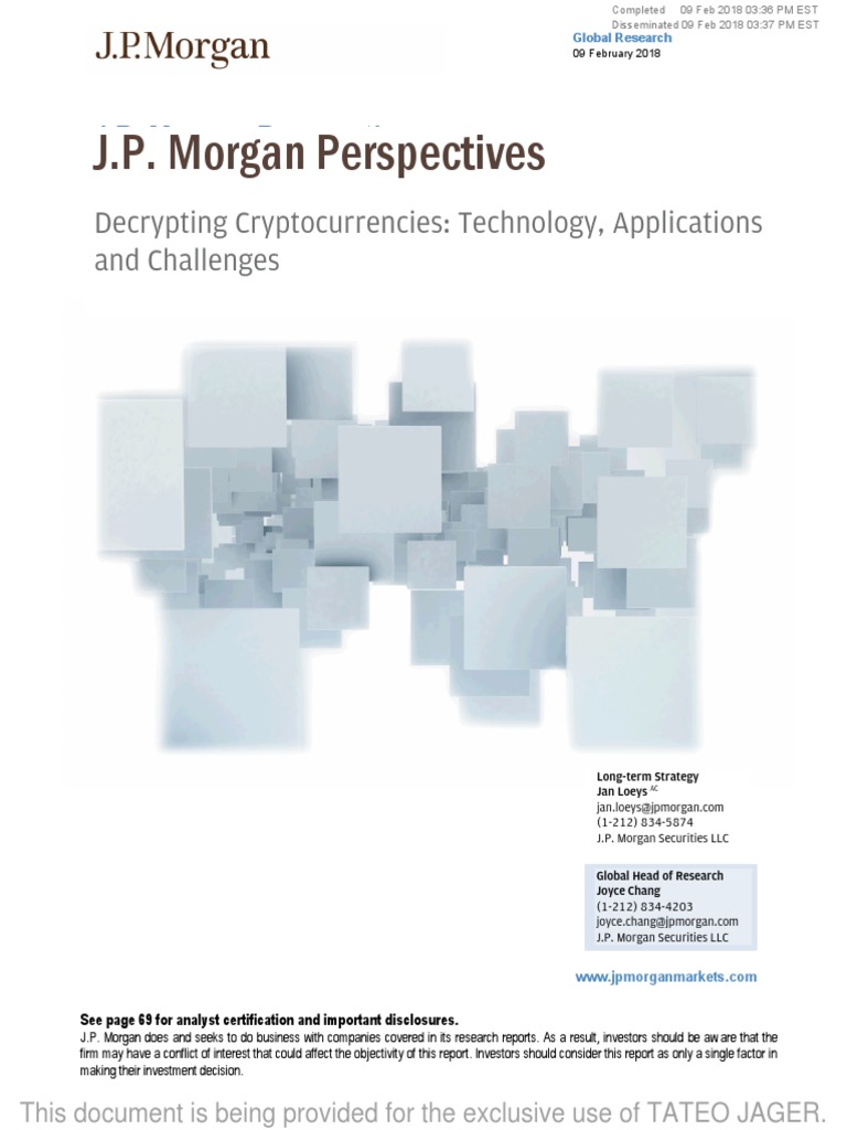 JPMorgan: Decrypting Cryptocurrencies: Technology, Applications and  Challenges | PDF | Cryptocurrency | Bitcoin