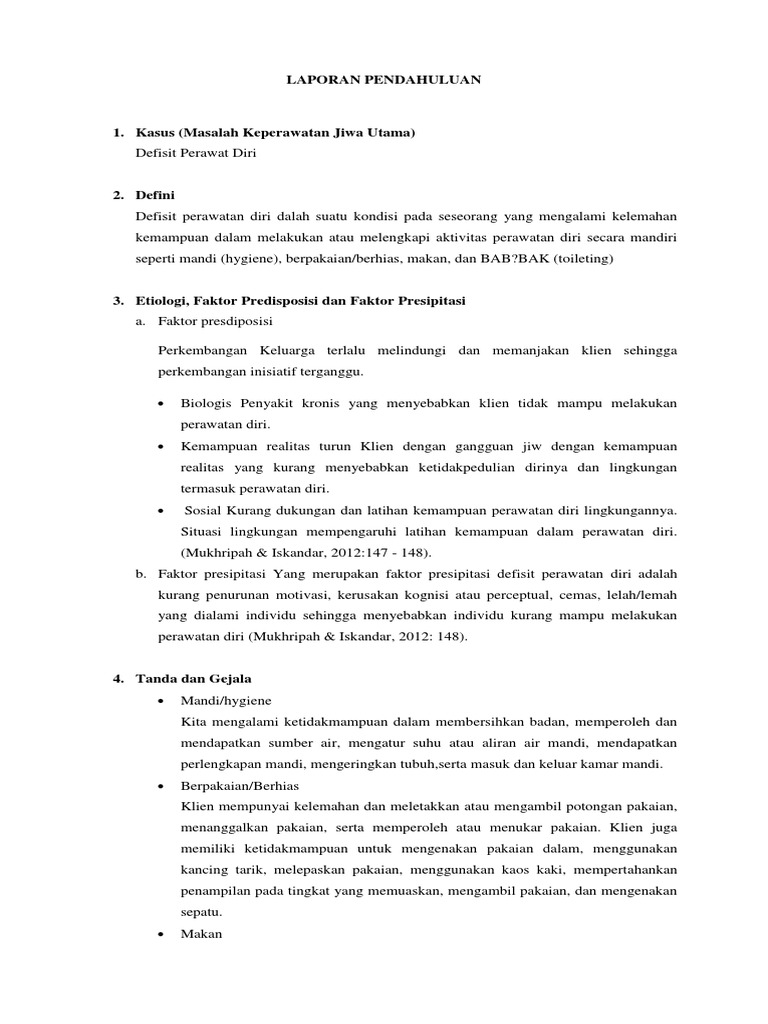 DEFISIT PERAWATAN DIRI