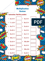 Multiplication Review: Instruction: Find The Product