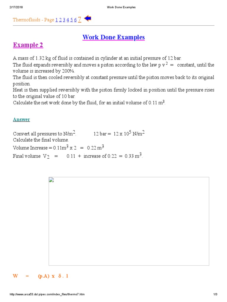 Work Done Examples PDF Volume Mechanics