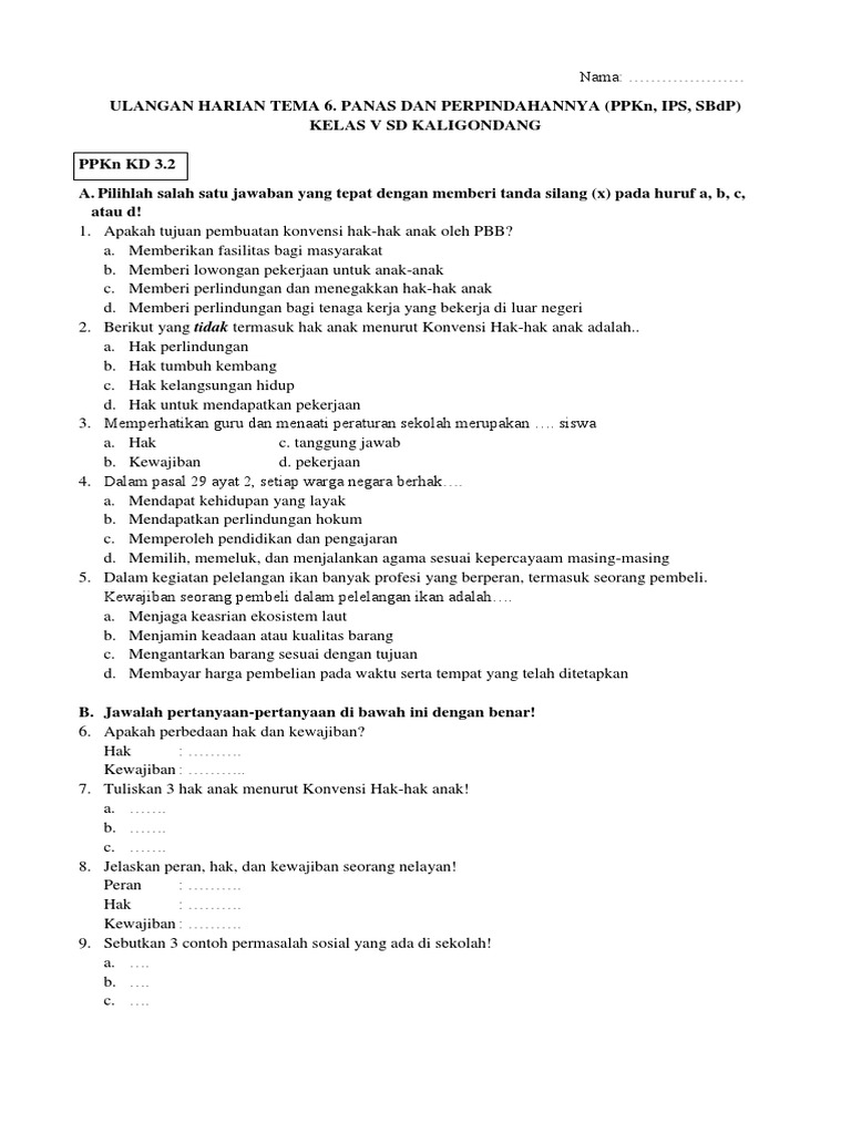 Soal Latihan Tema 6 Kelas 5 Revisi 2017 Ilmusosial Id