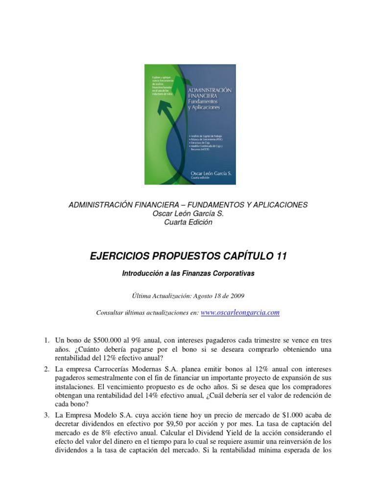 Ejercicios de Finanzas Corporativas | PDF | Compartir (Finanzas ...