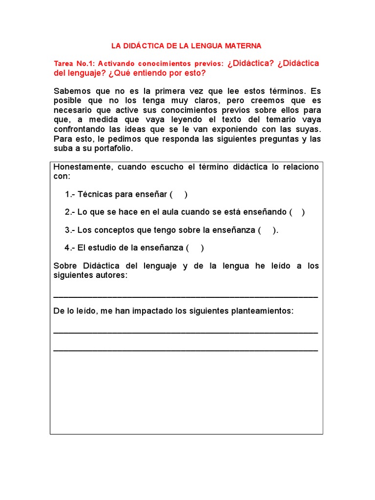 Didáctica de la Lengua Materna | PDF | Maestros | Conocimiento