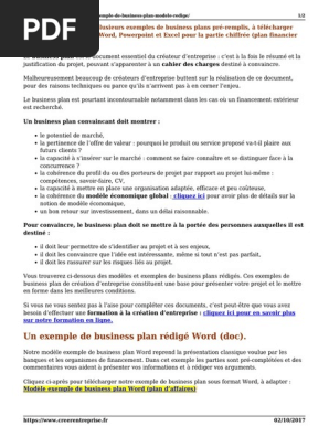 Exemple De Business Plan Modele Redige Pdf Plan D Affaires Modele D Entreprise