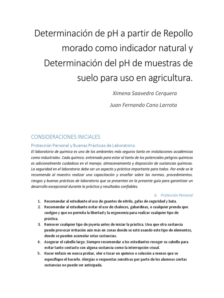 Determinación de PH A Partir de Repollo Morado Como Indicador Natural ...