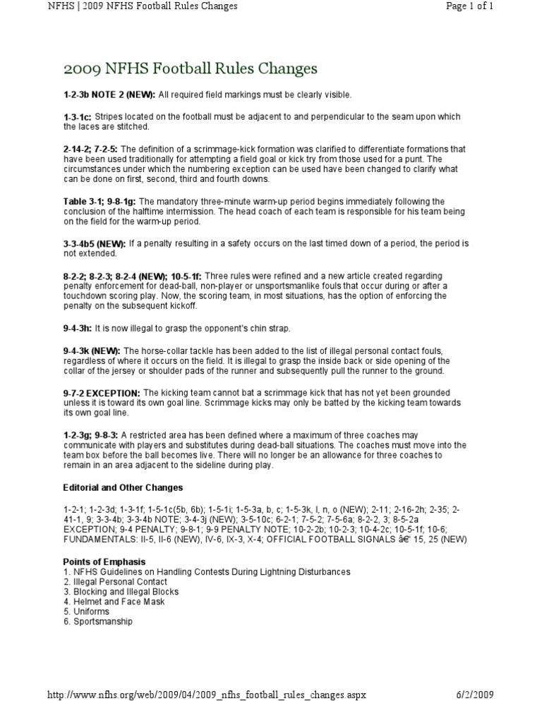 Football Rule Changes 0910 | PDF | Association Football | National ...