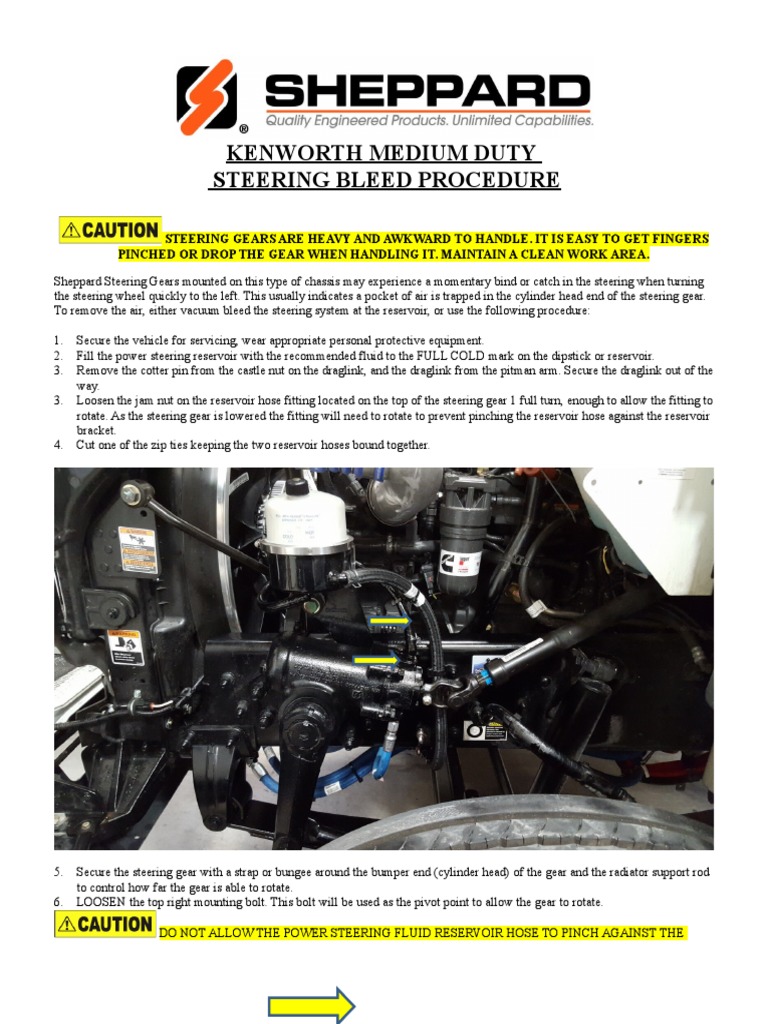 SHEPPARD Kenworth Medium Duty HD94 ALTERNATE SteeringGear Bleed