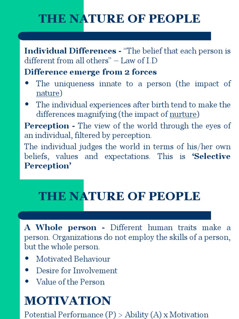 1 Human Relations - Nature of The People | PDF | Motivation | Motivational