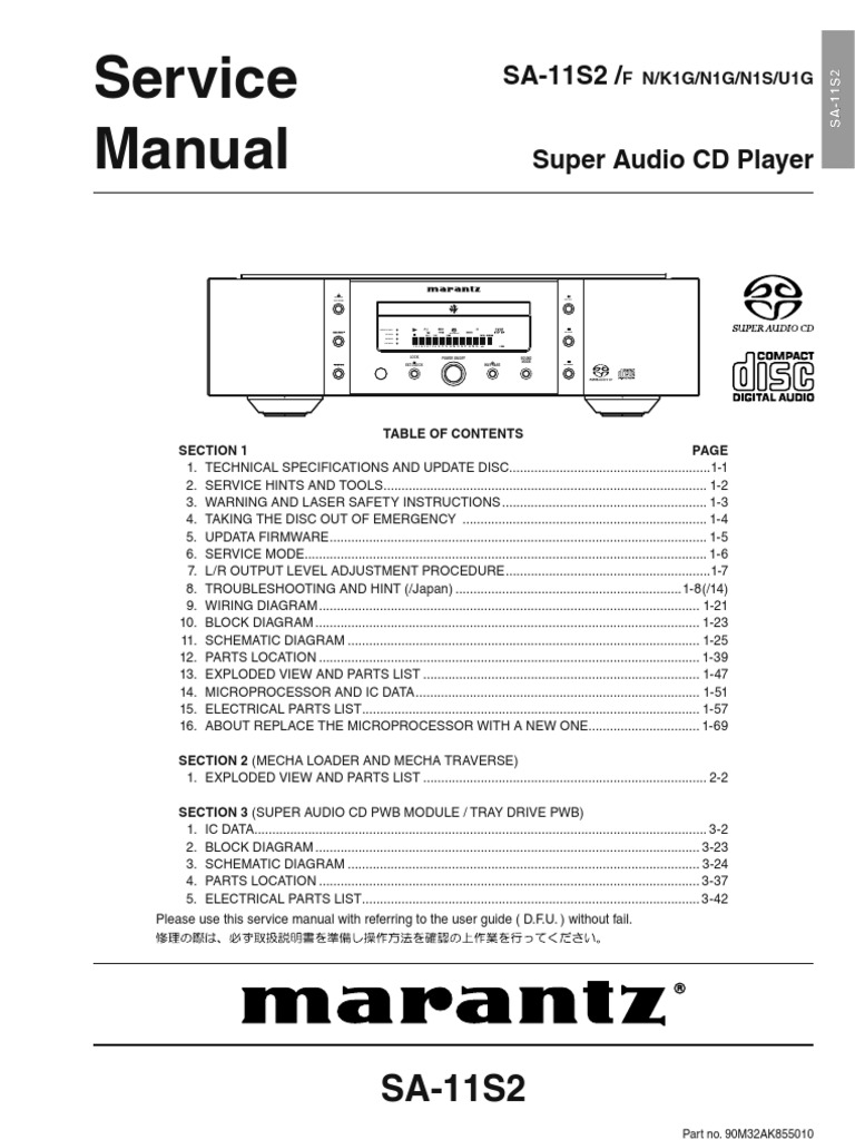 Marantz Sa11s2 Sm Alternating Current Hertz