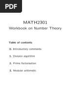 Workbook Number Theory