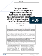 Comparison of Documentation of Patient Reported Adverse Drug Reactions on Both Paper-based Medication Charts and Electronic Medication Charts at a New Zealand Hospital