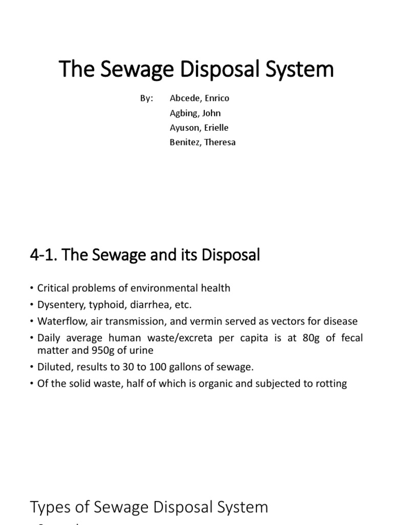 Types and Design of Sewage Disposal Systems | PDF | Sanitary Sewer ...