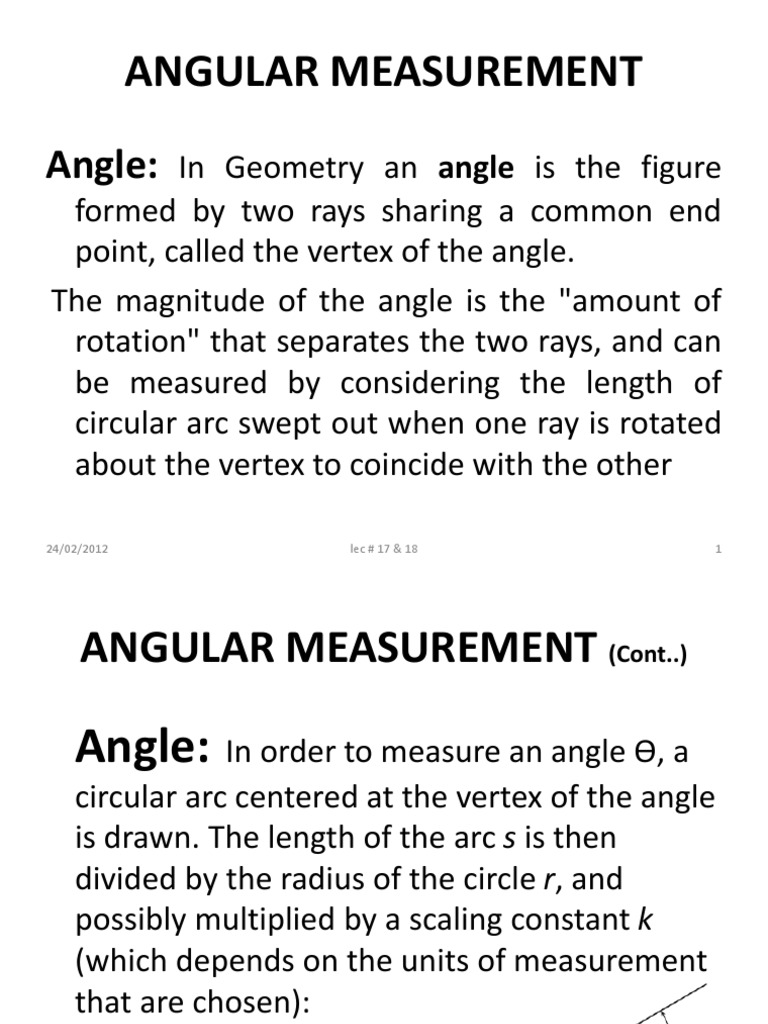 Angular Measurement Overview | PDF | Angle | Scientific Observation