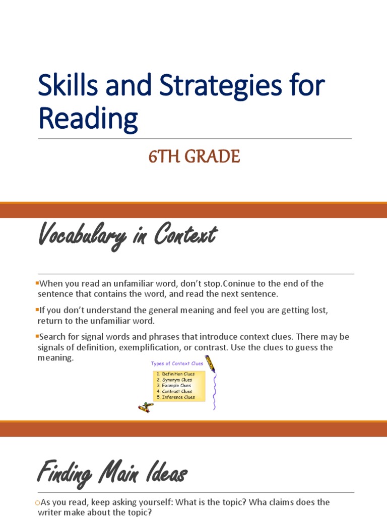 6th Grade Reading Strategies | PDF
