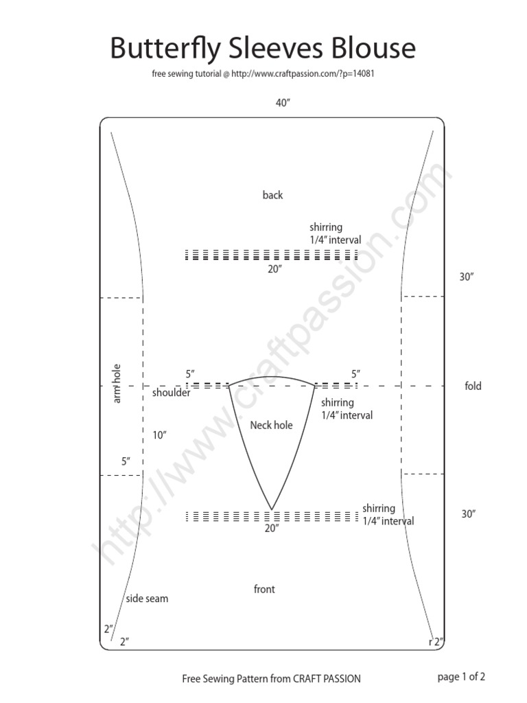 Simple Butterfly Sleeve Pattern PDF Clothing Fashion