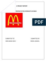 A Project Report ON Marketing Strategy of MC Donald'S in India