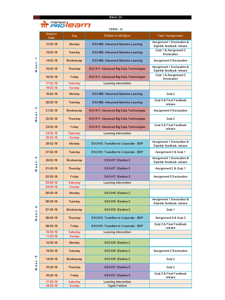 Advanced Machine Learning & Big Data Schedule | PDF | Leisure