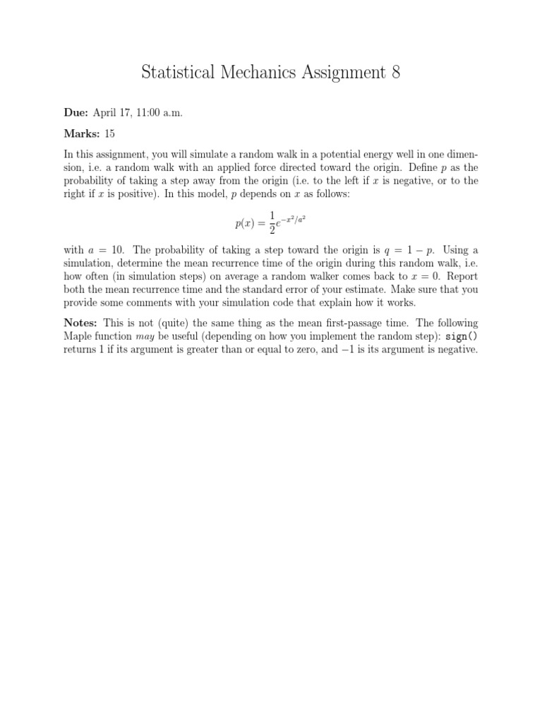 Random Walk Simulation Assignment | PDF