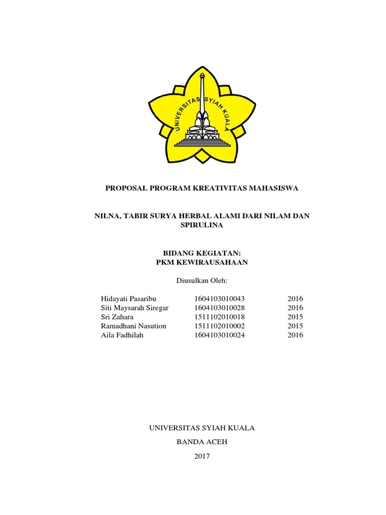 Contoh Cover Pkm Kewirausahaan Docx