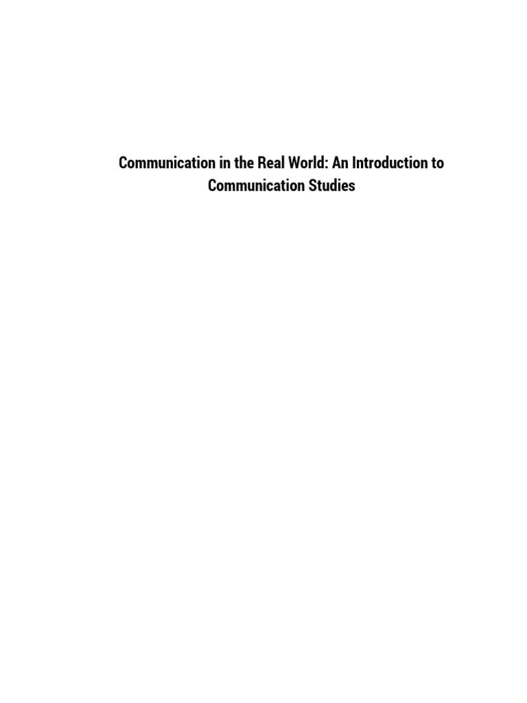 Communication in The Real World An Introduction To Communication ...