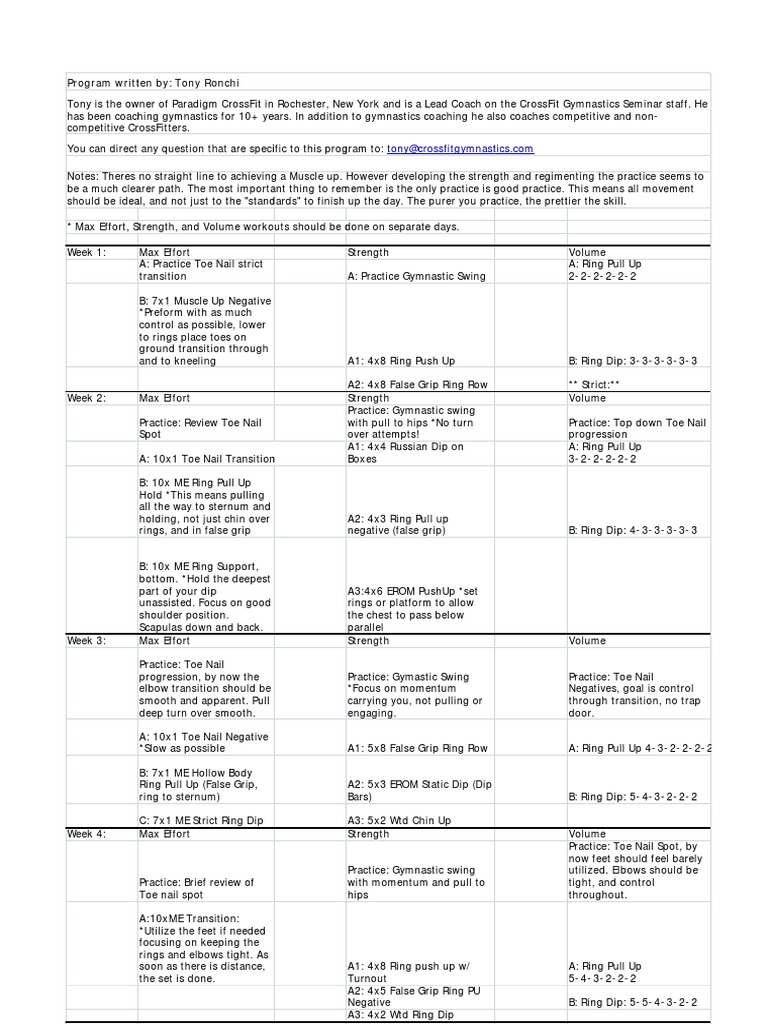 4 Week Muscle Up Program | PDF | Self Care | Physical Exercise
