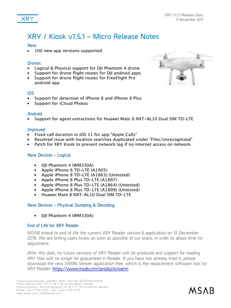 XRY v7.5.1 Release: New Features & Updates | PDF | Ios | I Phone