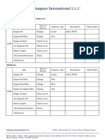 Jahanpars International: Service Table For CV250 Diesel Compressor