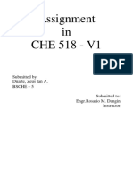 Assignment in CHE 518 - V1: Submitted By: Duarte, Zeus Ian A. Bsche - 5 Submitted To: Engr - Rosario M. Dangin Instructor