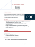 School Leaver CV Template