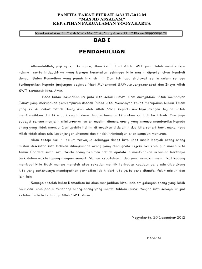 Laporan Pelaksanaan Zakat 1433 H Dusun I Dan Ii
