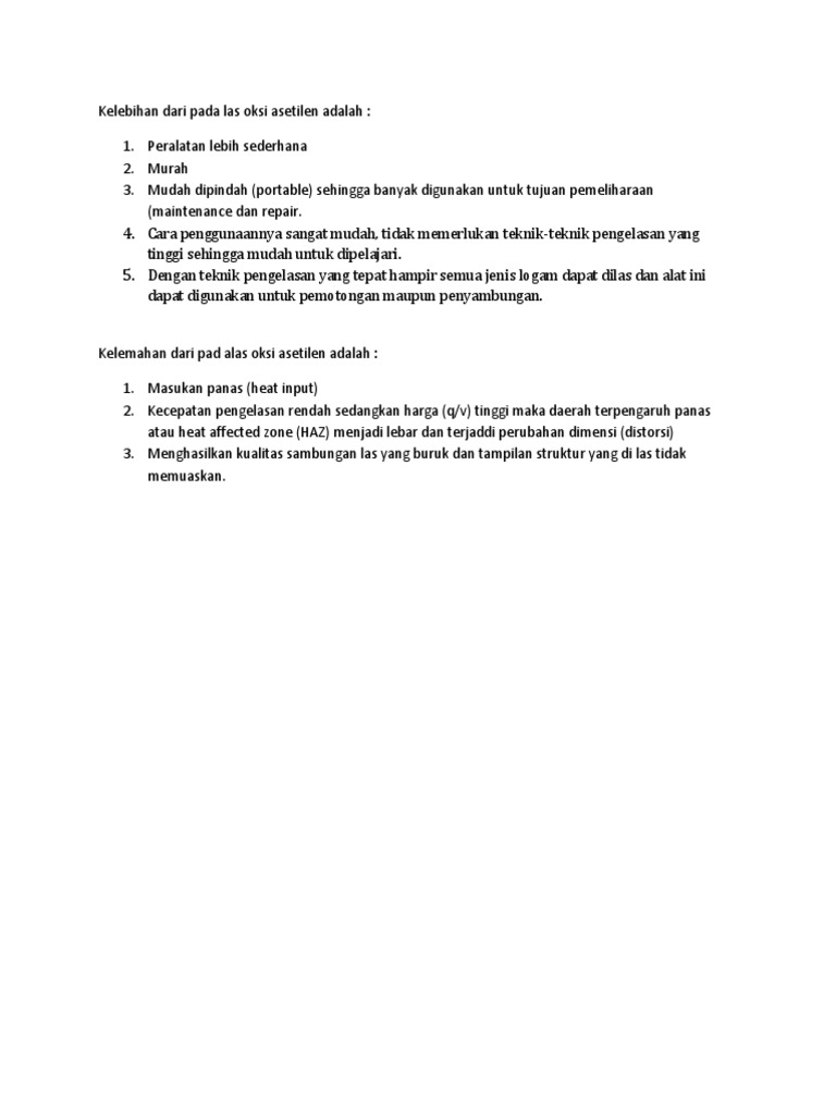 Kelebihan Dan Kelemahan Las Oksi Asetelin Pdf