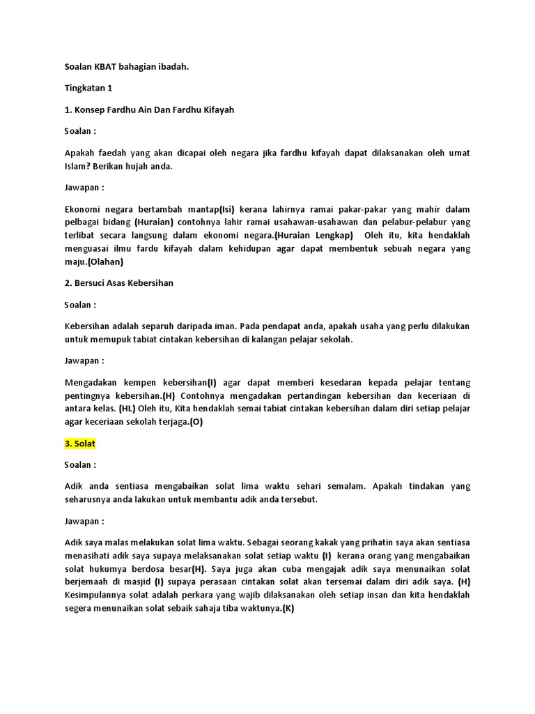 Contoh Soalan Kbat Pendidikan Islam Pdf