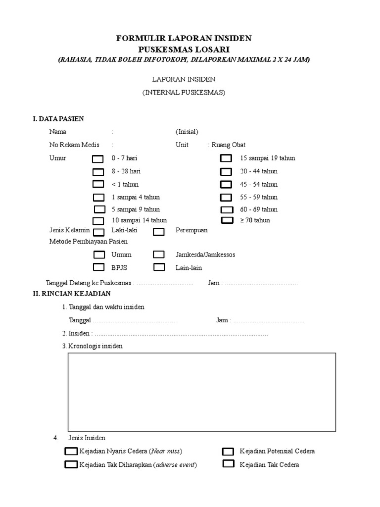 Form Laporan KTD, KTC, KPC, KNC | PDF