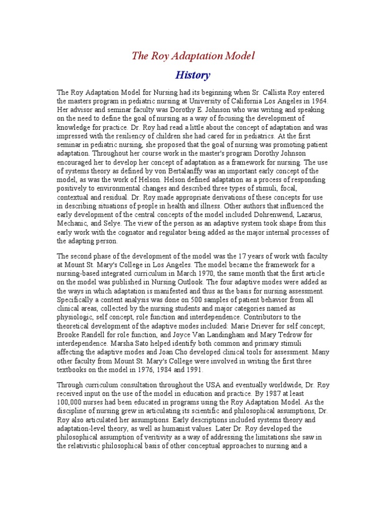 Overview of Roy's Adaptation Model | PDF | Behavior | Human