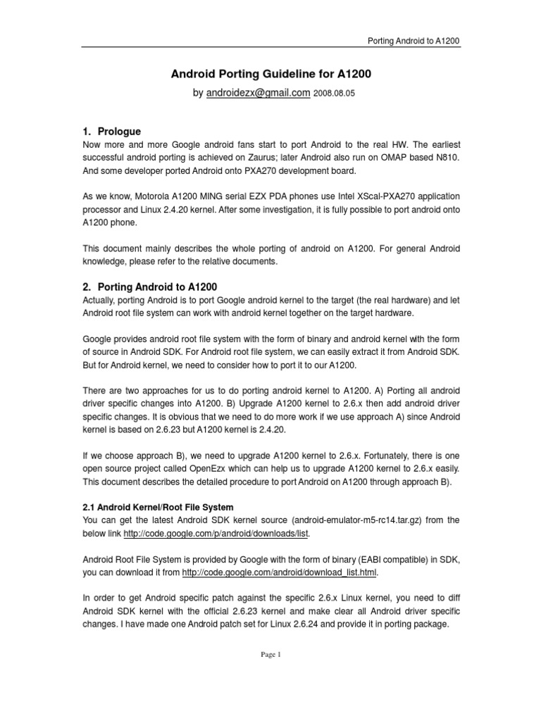 Android Porting Guideline For A1200 | PDF | Technology & Engineering