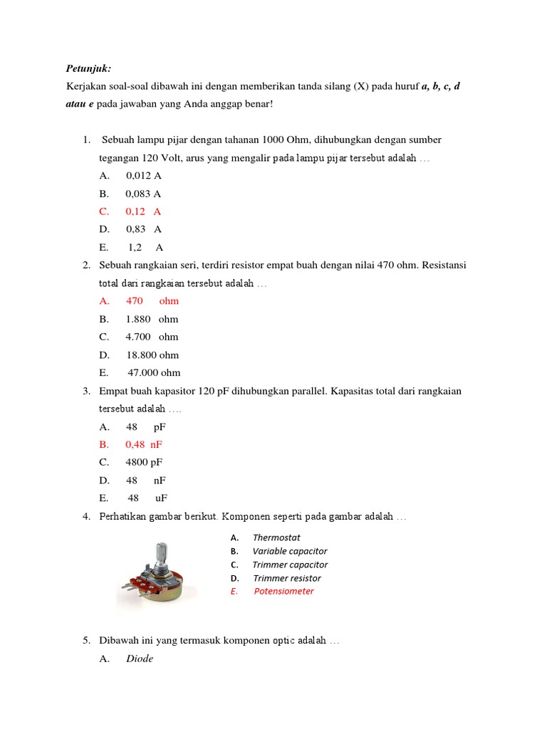 Soal Pilihan Ganda Pre