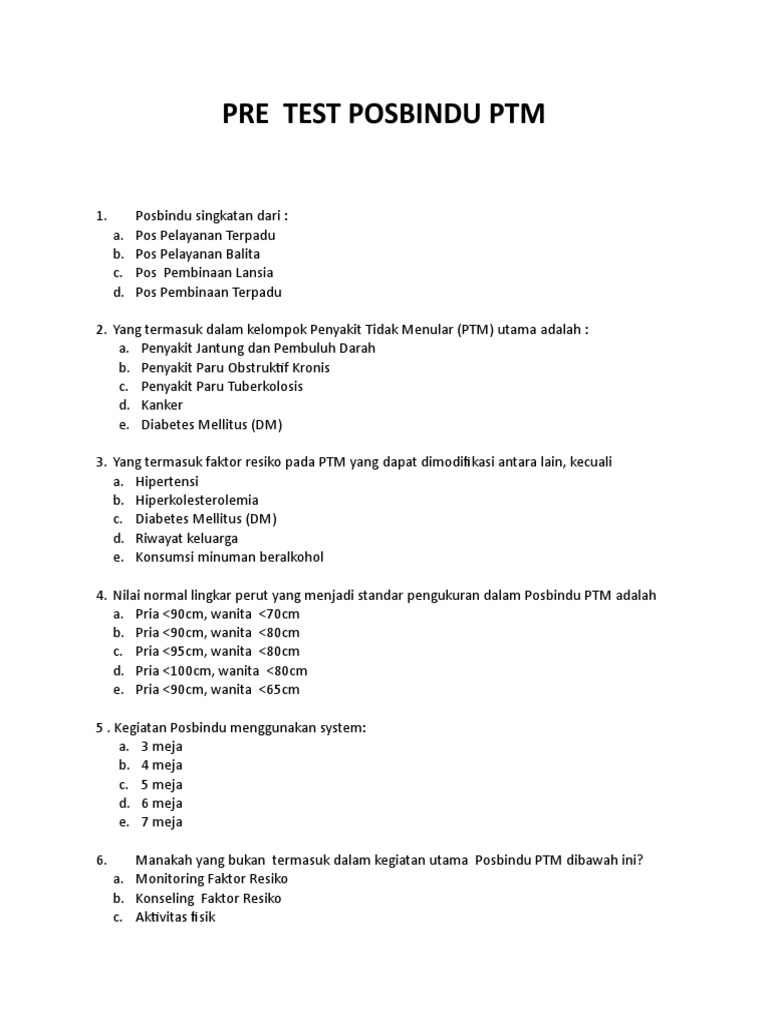 Pre Test Posbindu Ptm