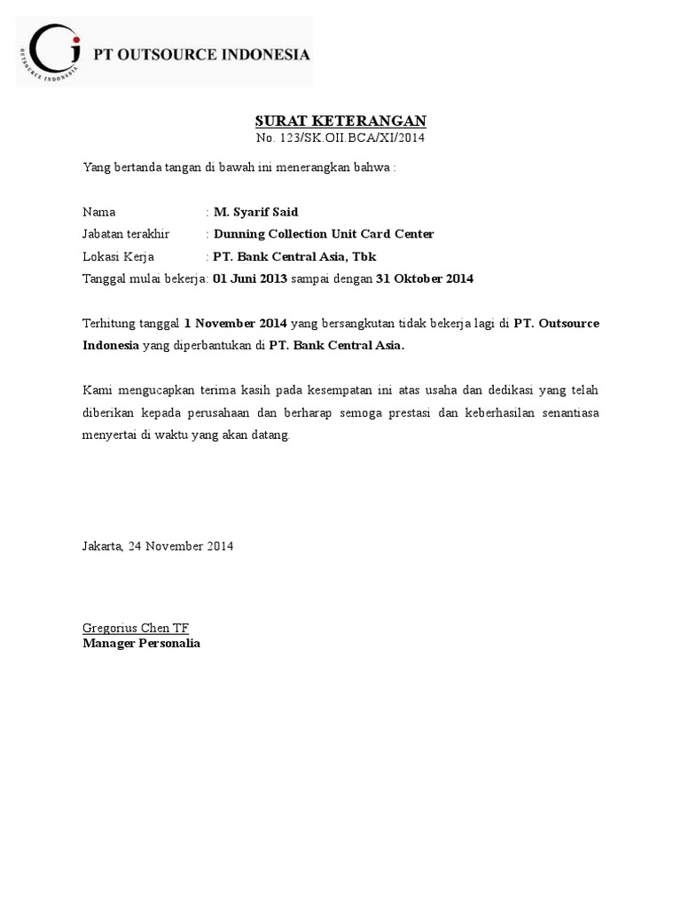 Surat Keterangan Oi