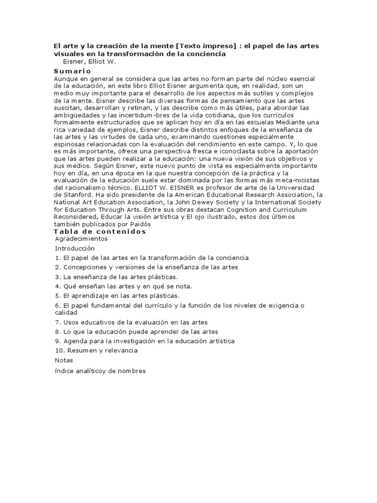 El Arte y La Creación de La Mente | PDF