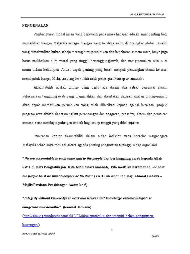 Assignment Akauntabiliti Pdf