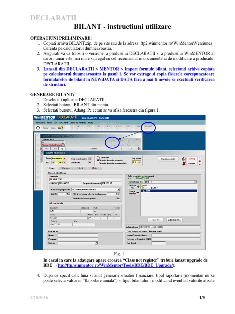 BILANT - Instructiuni Utilizare | PDF