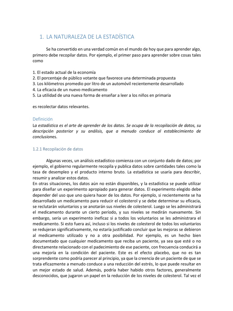 1. LA NATURALEZA DE LA ESTADÍSTICA Muestreo