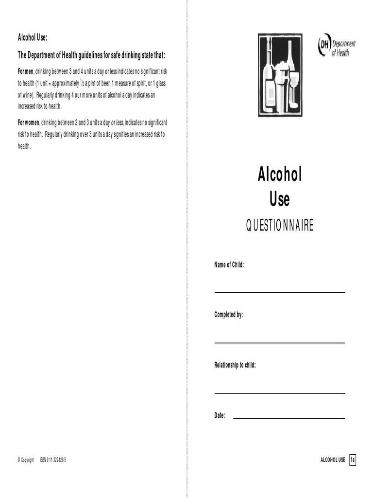 Alcohol Use Questionnaire PDF Alcoholism Distilled Beverages