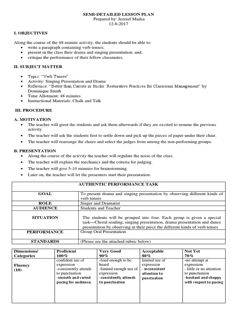 Class 1 Performance on Verb Tenses | PDF | Verb | Teachers