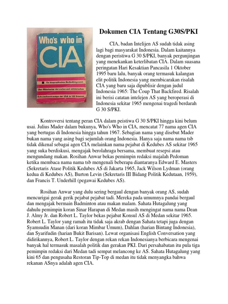 Dokumen CIA Tentang G30S | PDF