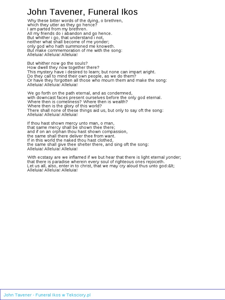 John Tavener Funeral Ikos PDF