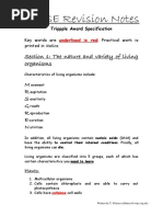 IGCSE Revision Notes: Section 1: The Nature and Variety of Living Organisms