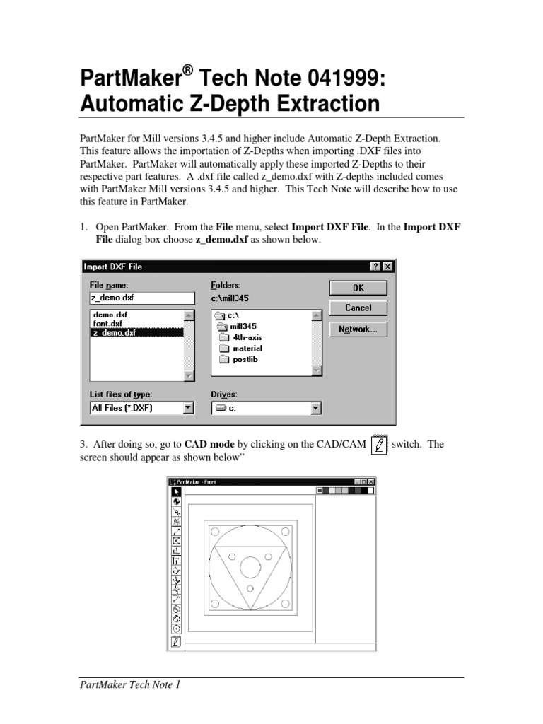 Partmaker Tech Note 041999: Automatic Z-Depth Extraction: File Dialog ...