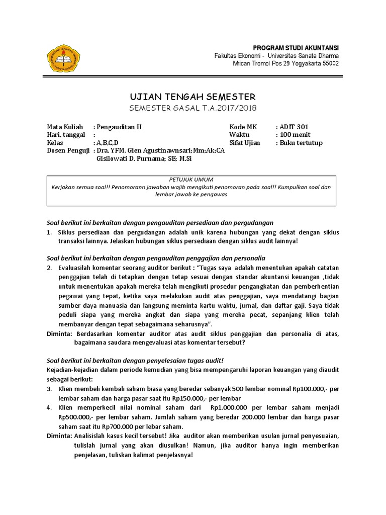 Uas Audit 2 Tahun 2017