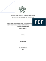 Servicio Nacional de Aprendizaje - SENA: Diseño de empaque y presentación de Mentolight